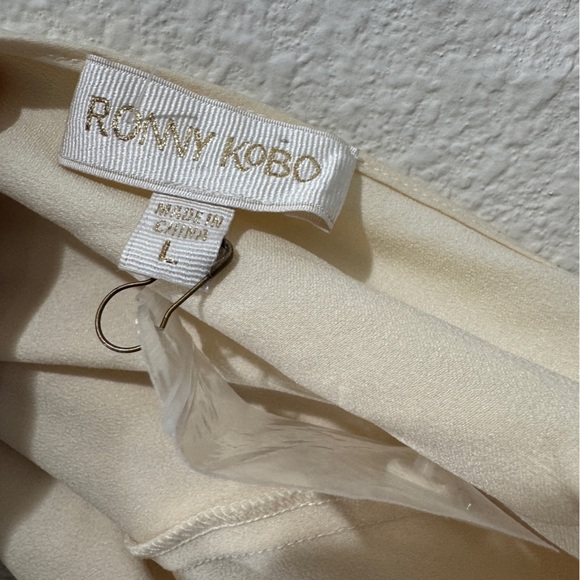 NWOT Ronny Kobo Collection Selina Ivory Halter High Slit Formal Maxi Dress Large - Picture 16 of 17